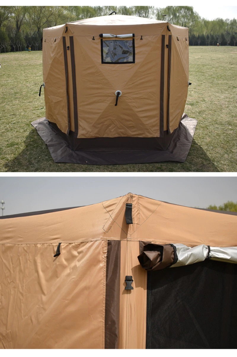 Cheap Goat Tents Outdoor Fully Automatic Camping Tent Movable Hexagonal Tent Pergola Awning Breathable Anti mosquito Family Party Travel Tent   